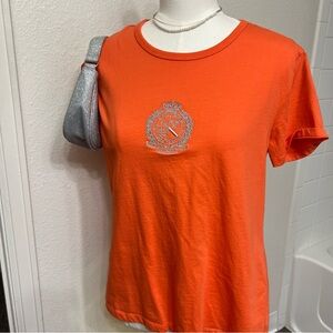 Ralph Lauren active orange tshirt silver crown sparkly logo royal preppy sleep